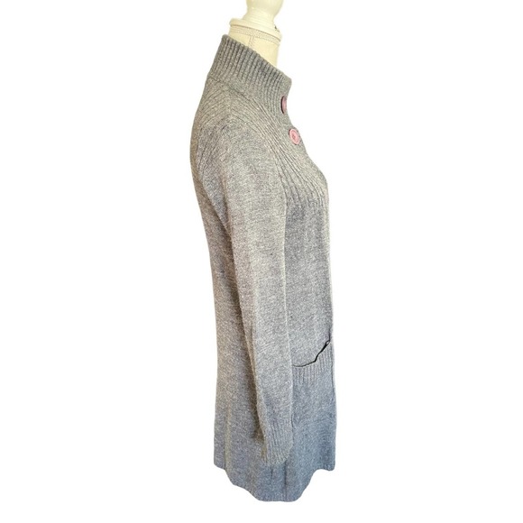 Whisper Womens Button-Up High Neck Sweater Duster Long Sleeve Size S Gray - Picture 6 of 10